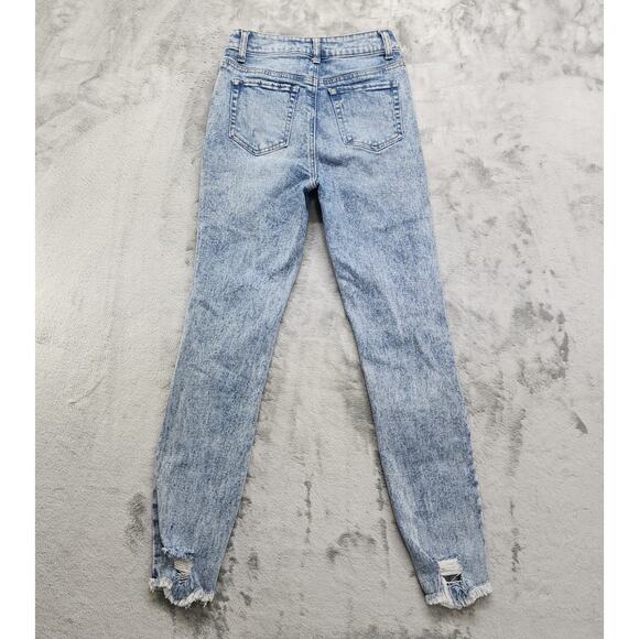 Tinseltown Jeans Womens 3‎ Juniors Blue Destructed High Rise Mom Jean Distressed - Picture 2 of 10
